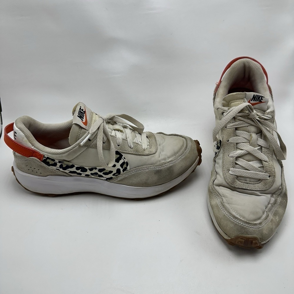 Nike Waffle Debut Womens Size 10‎ White Leopard Running Shoes Athletic Casual